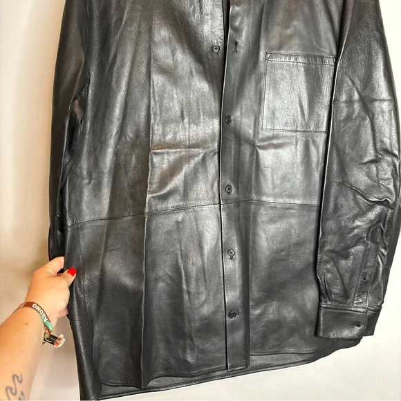 John Varvatos Leather Button Down Shirt - Picture 8 of 9